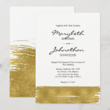 Carte Mariage Faux Gold Brushstroke