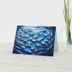 Carte Mariage Félicitations Bleu Oubliez-moi-pas Coeur