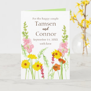 Carte Mariage Félicitations Fleurs sauvages Personnalisé