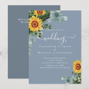 Carte Mariage Feuille des tournesols rustiques Eucalyptu