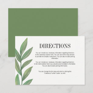 Carte Mariage Feuille Watercolor Green