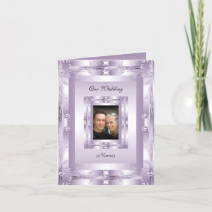Carte Mariage Fiançailles Ajouter Photo Mauve Lila