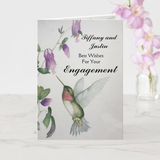 Carte Mariage Fiançailles Happy Hummingbird (Orchidée)