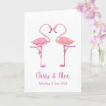 Carte mariage flamants roses