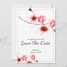 Carte Mariage Fleur Cerisier Peint Rose Enregistrer La D