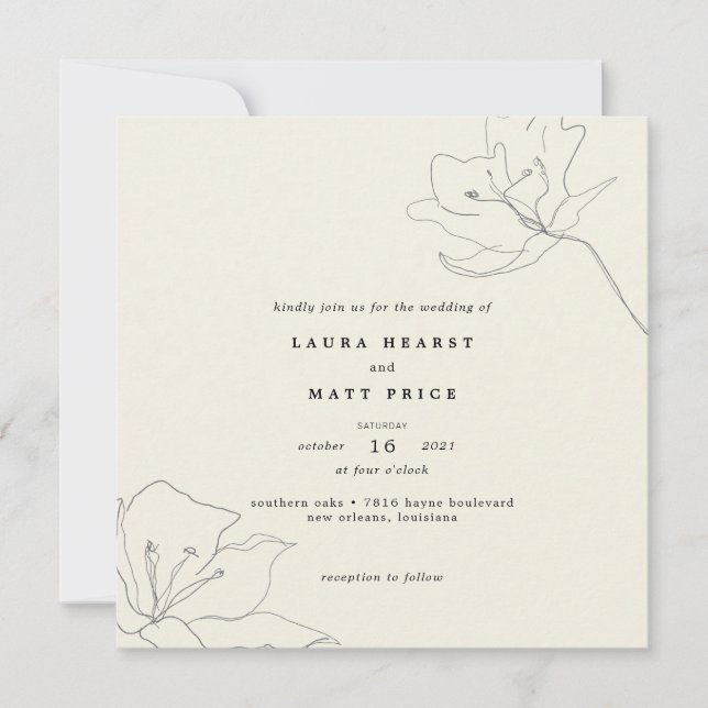 Carte Mariage floral à lunette douce moderne (Devant)