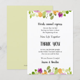 Carte Mariage Floral Cadre Merci