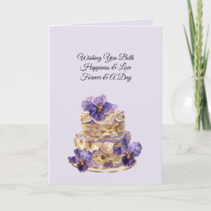 Carte Mariage Floral Crème Champagne Iris Violet Élégant