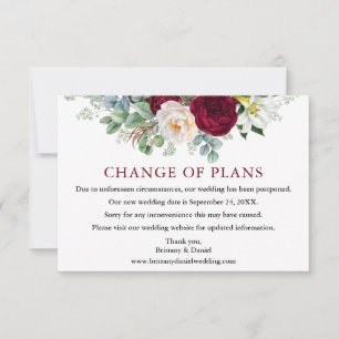 Carte Mariage floral de Bourgogne Changement de plan Car