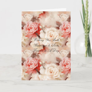 Carte Mariage Floral de Roses Crème Roses Fleurs