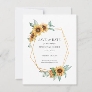 Carte Mariage floral de tournesol Enregistrer la date