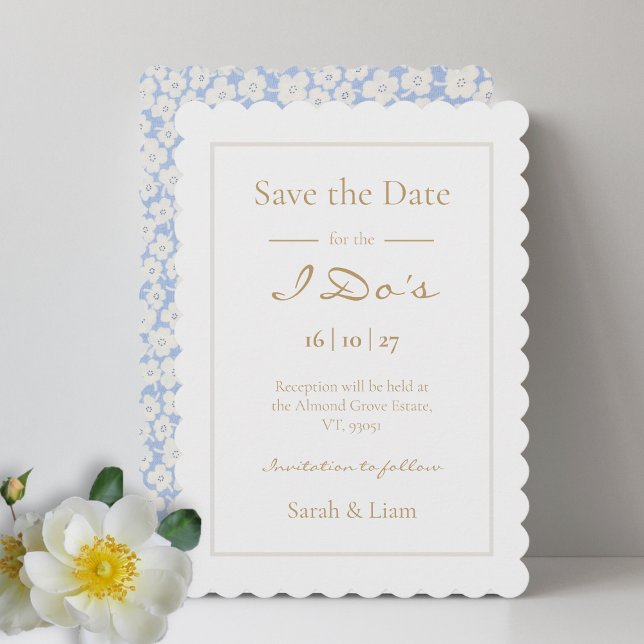 Carte Mariage Floral Dusty Bleu Branché Économisez La Da (Créateur téléchargé)