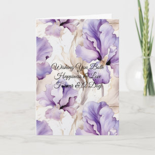 Carte Mariage Floral Iris Violet Champagne Crème Jolimen