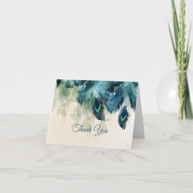 Carte Mariage floral Peacock | Merci (Devant)