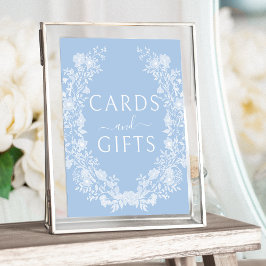 Carte mariage florale bleue et affiche cadeau