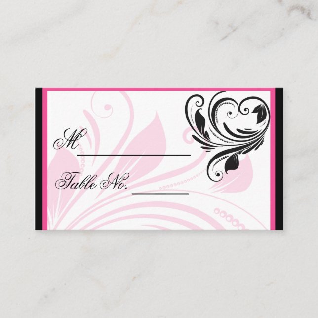 Carte Mariage Flore Noir et Rose foncé (Devant)