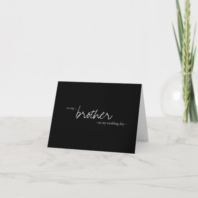 Carte Mariage Frère Blanc Noir Minimal Simple (Devant)