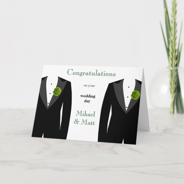 Carte Mariage Gay Carnation Verte pour les chambre (Devant)