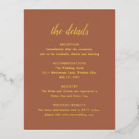 Carte Mariage Gold Foil Terracotta