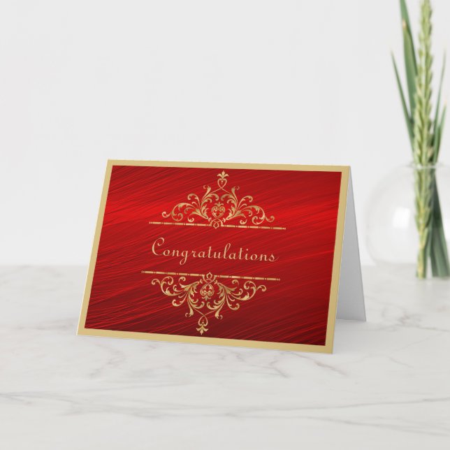 Carte mariage Gold Red Félicitations (Devant)