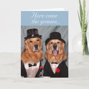 Carte Mariage Golden Retriever Two Grooms
