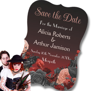 Carte Mariage gothique noir rouge ombre