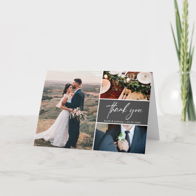 Carte Mariage gris MOD photos personnalisées Traitement (Devant)