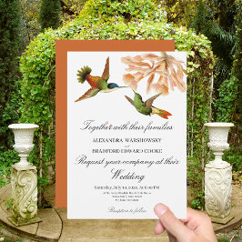 Carte Mariage Hummingbird Lily Aquarelle Terracotta