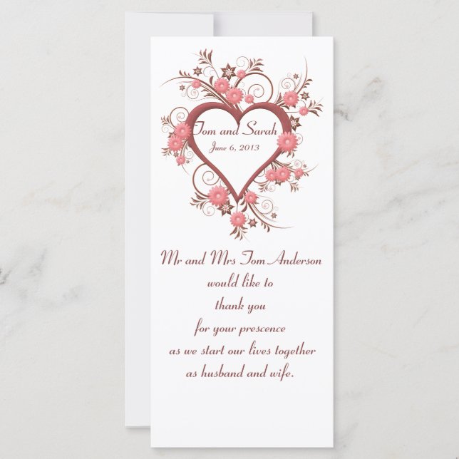 Carte Mariage Keepsaké Favoriser, Cadre Coeur Fancy (Devant)