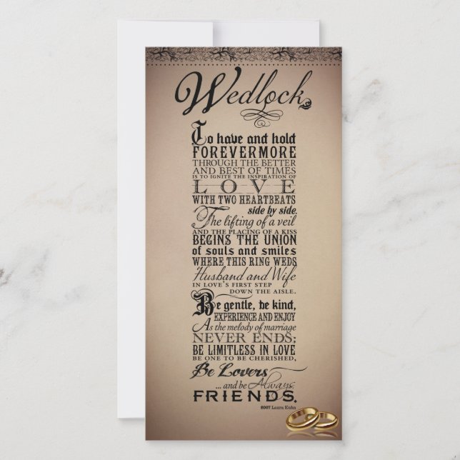 Carte Mariage mariage Mariage Poème original (Devant)