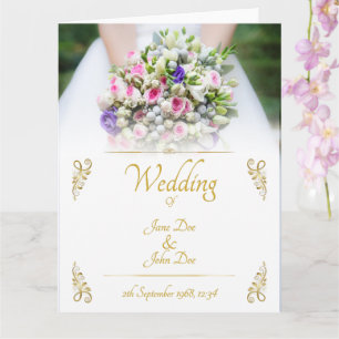 Carte Mariage - mariée avec bouquet mariage coloré