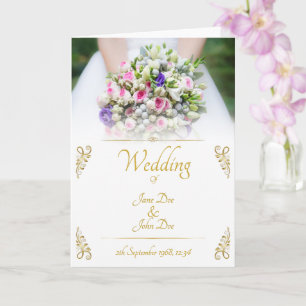 Carte Mariage - mariée avec bouquet mariage coloré
