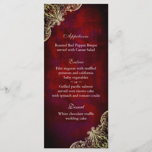 Carte mariage Menu Rouge Rose Jardin Noël (Devant)