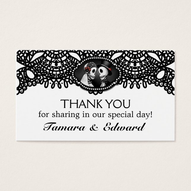 Carte Mariage Merci Halloween Skeletons Élégant (Devant)