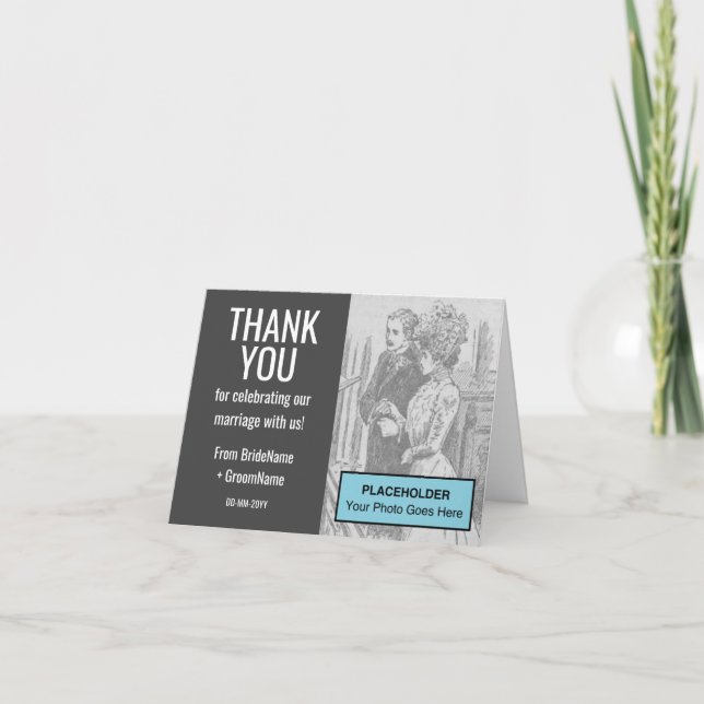 Carte Mariage "MERCI" personnalisable et minimal (Devant)