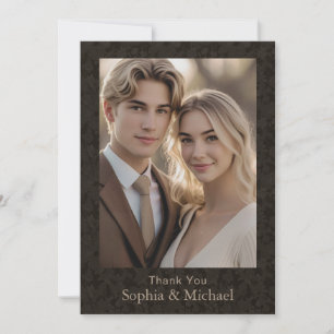 Carte Mariage Merci Photo Riche Brown Vintage