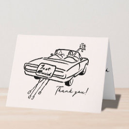 Carte mariage Merci sketchy voiture mariée