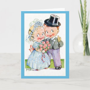 Carte Mariage mignonne, Mariée Vintage modifiée et