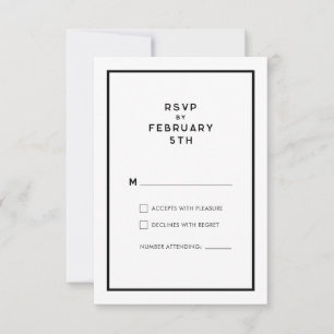 Carte Mariage minimal Noir & Blanc Français Chic RSVP