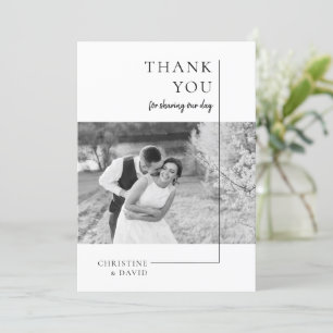Carte Mariage minimaliste en Merci noir et blanc