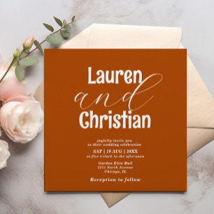Carte Mariage minimaliste Orange Burnt