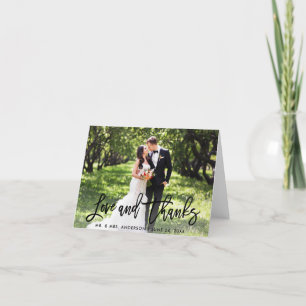 Carte Mariage Moderne Brush Script Aimer et Merci Note