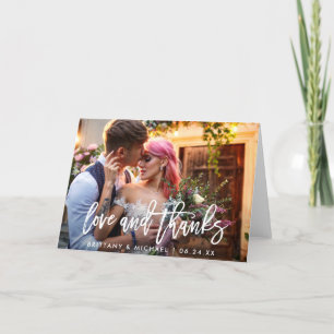 Carte Mariage Moderne Brush Script Aimer Merci Plier