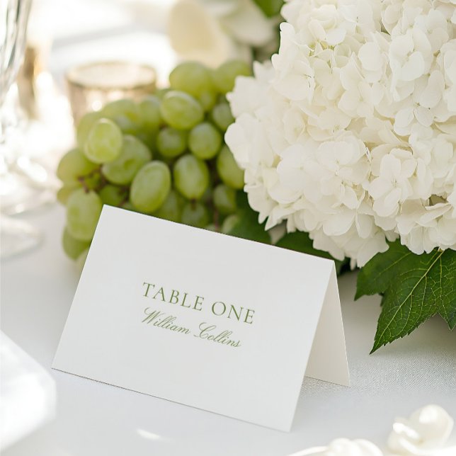 Carte Mariage moderne élégante Sage Green (Modern Elegant Sage Green Wedding Place Card)