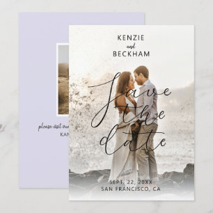 Carte Mariage moderne Enregistrer la date Photos Calligr