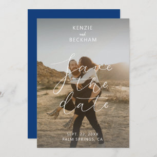 Carte Mariage moderne Enregistrer la date Photos Calligr