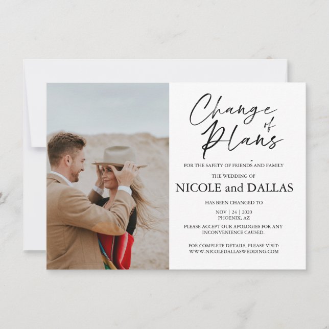 Carte Mariage moderne reprogrammé Changement de régime D (Devant)