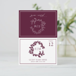 Carte Mariage Monogram Crest Bourgogne