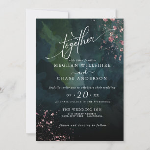 Carte MARIAGE Moody Deep Ocean Blue Jaspé