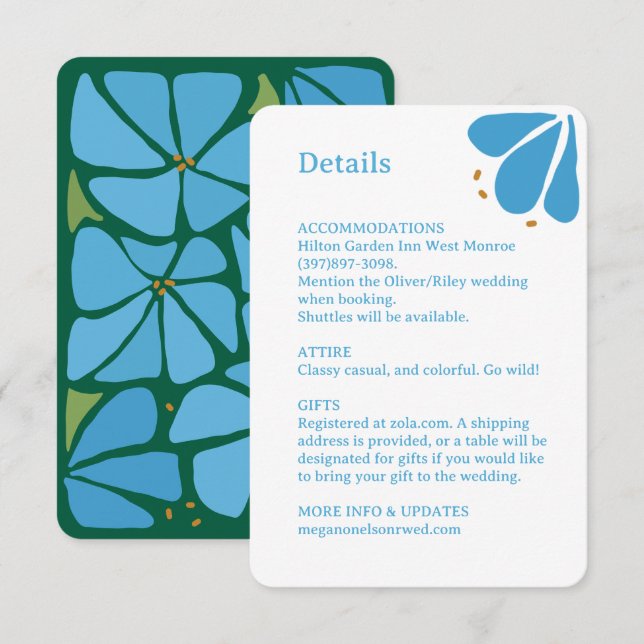 Carte Mariage Motif Super bleu (Devant / Derrière)